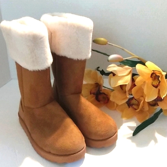 MUDD MID-CALF CAMEL BROWN FAUX FUR BOOTS SIZE 6  NWT - Picture 7 of 7